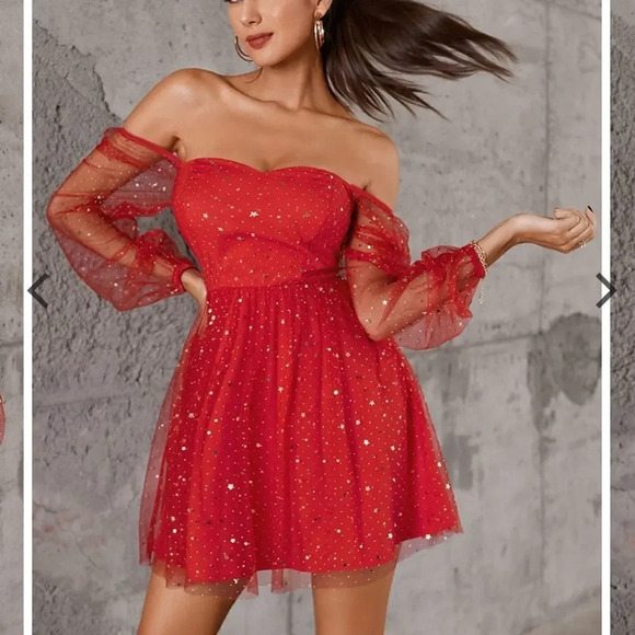 Double Crazy Star Mesh Fit & Flare Dress - Picture 5 of 15